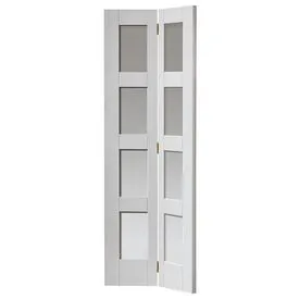 JB Kind Cayman Shaker White Primed Glass Internal Bi-fold Door - 1981mm x 762mm (78 inch x 30 inch)