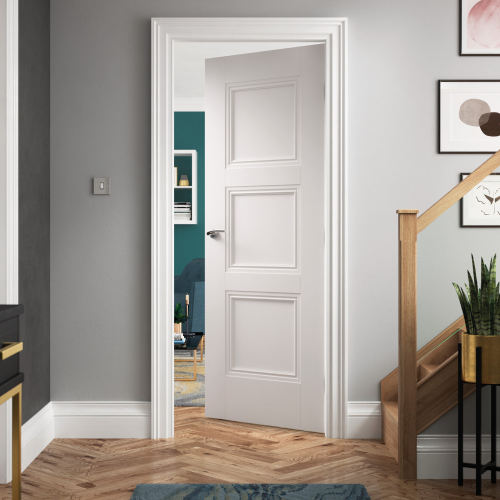 JB Kind Catton 3 Panel White Primed Internal FD30 Fire Door - 1981mm x 762mm (78 inch x 30 inch)