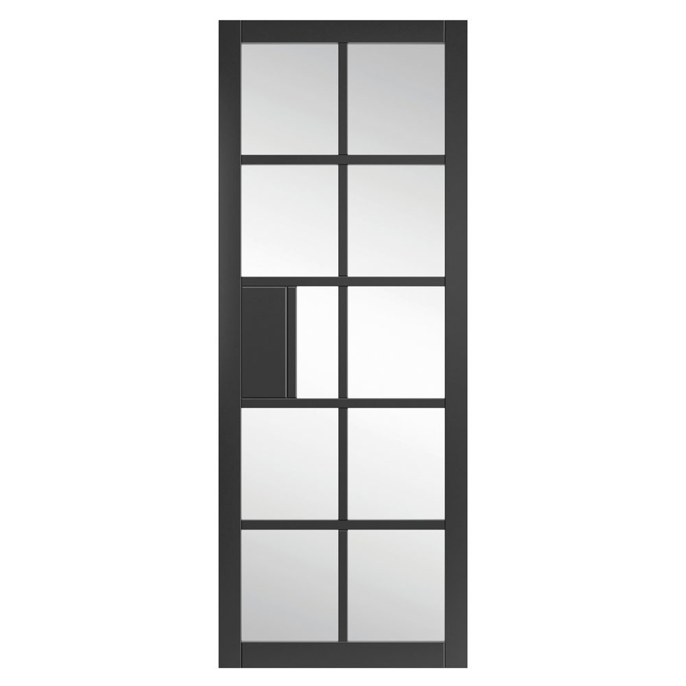 JB Kind Plaza Urban Industrial Fully Finished Black Clear Glass Internal Door