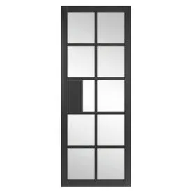 JB Kind Plaza Urban Industrial Fully Finished Black Clear Glass Internal Door
