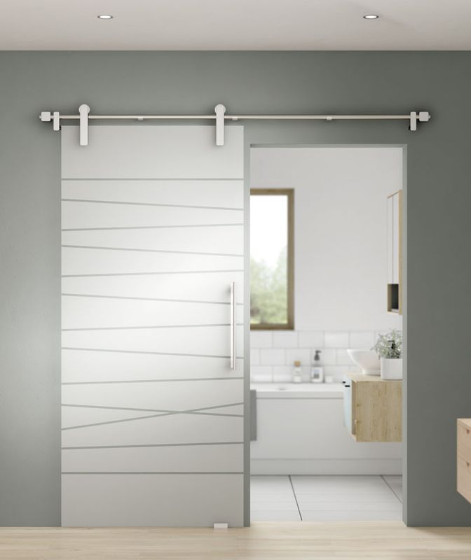 Jeldwen Infinity Abstract Glass Sliding Door with Nouveau Track and