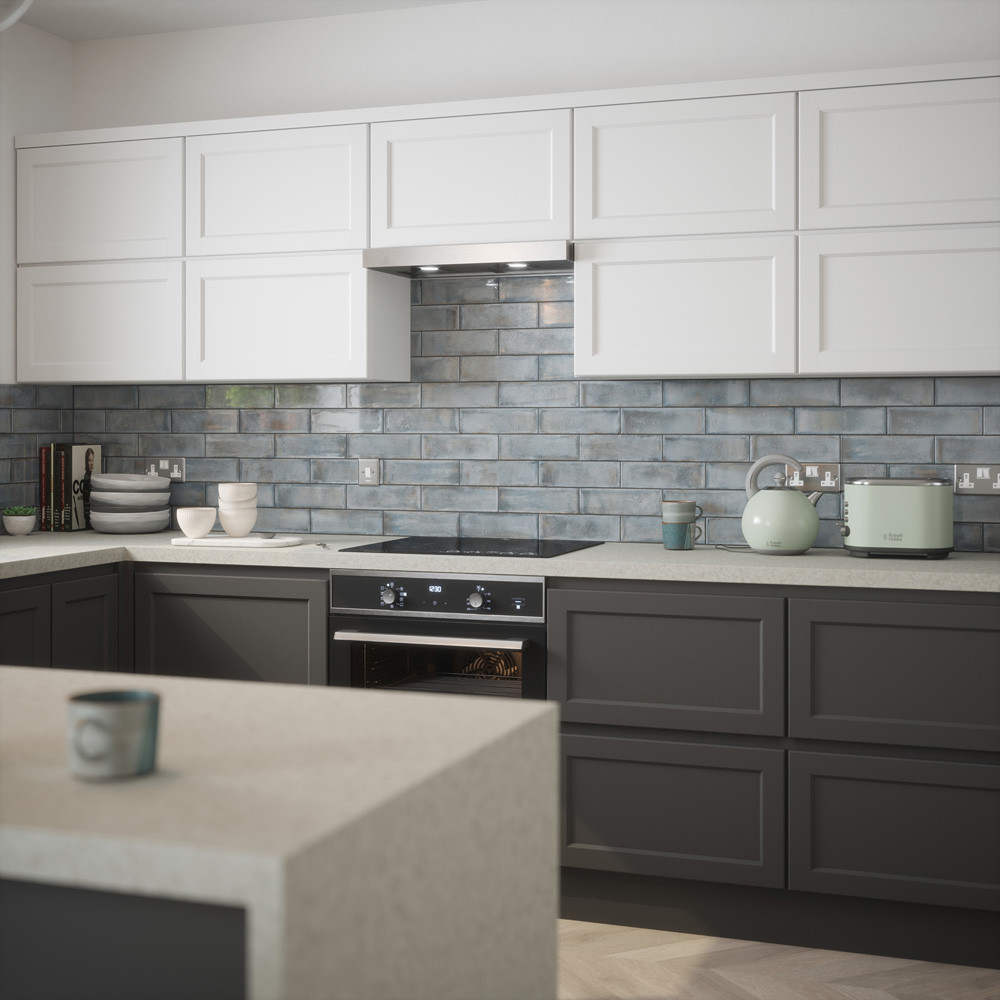 Melrose Pewter Gloss Glazed Ceramic Wall Tile - 75mm x 245mm