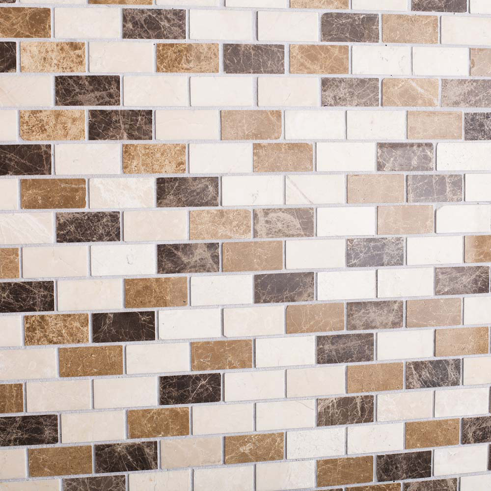 Natural Mosaics Light/Dark Brick Polished Stone Medium Wall Tiles