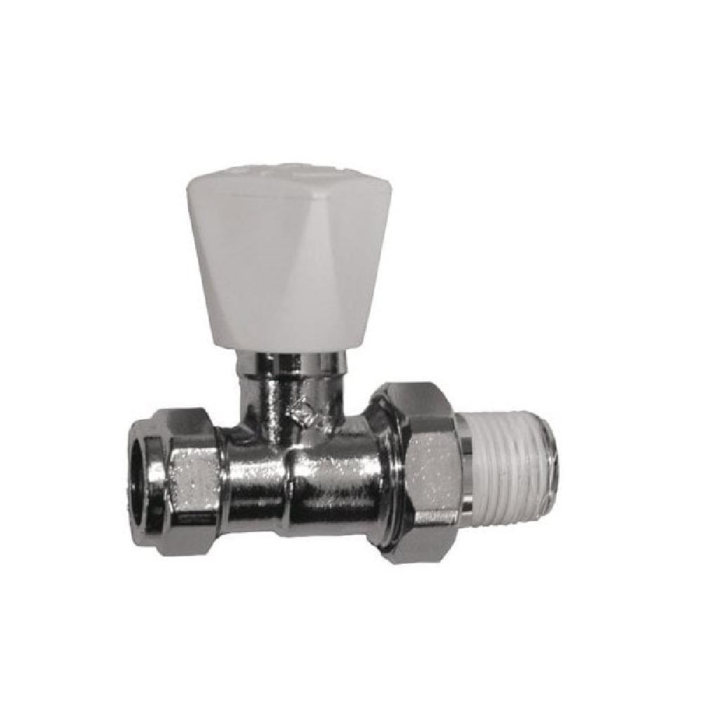Straight Radiator Valve with Lockshield and Wheel Head - 15mm 