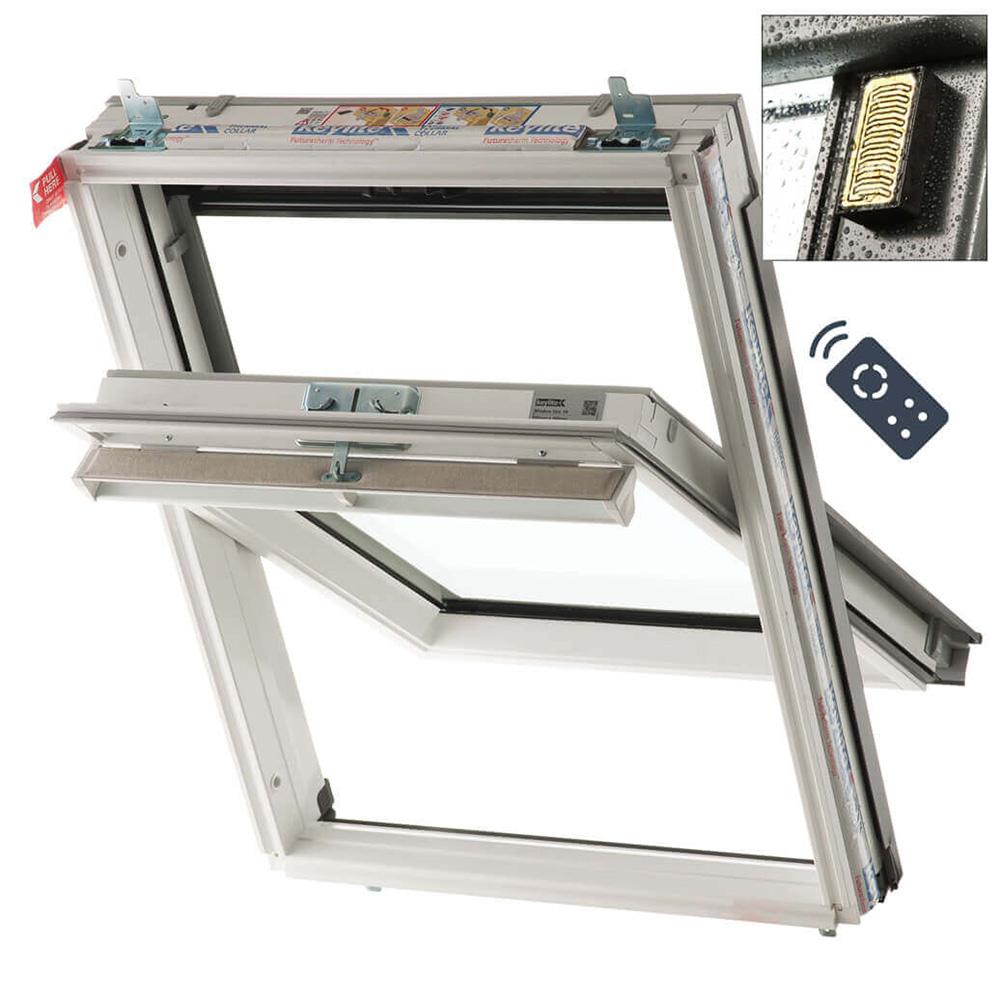 Keylite White Hi-Therm Double Glazed Premium Electric Centre Pivot Roof ...