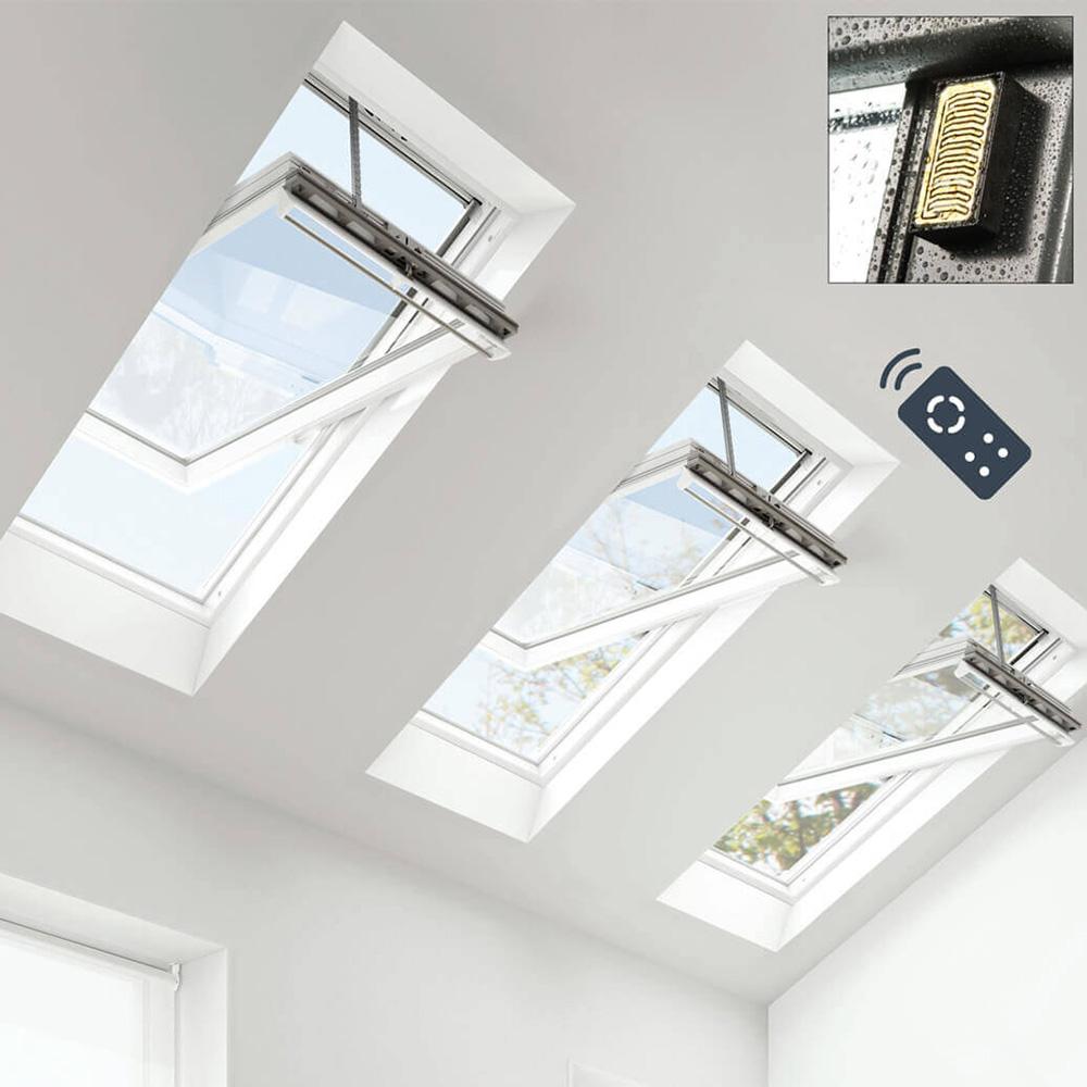 Keylite White PVC Hi-Therm Double Glazed Premium Electric Centre Pivot ...