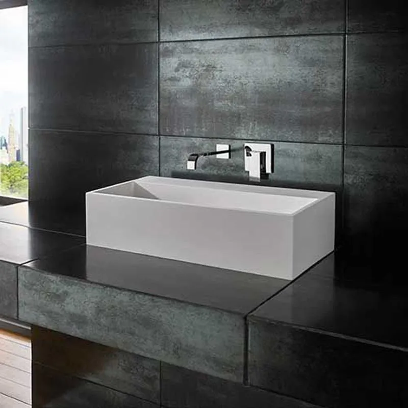 Kiva White Stone Resin Large Rectangular Basin | Plumbing Superstore®