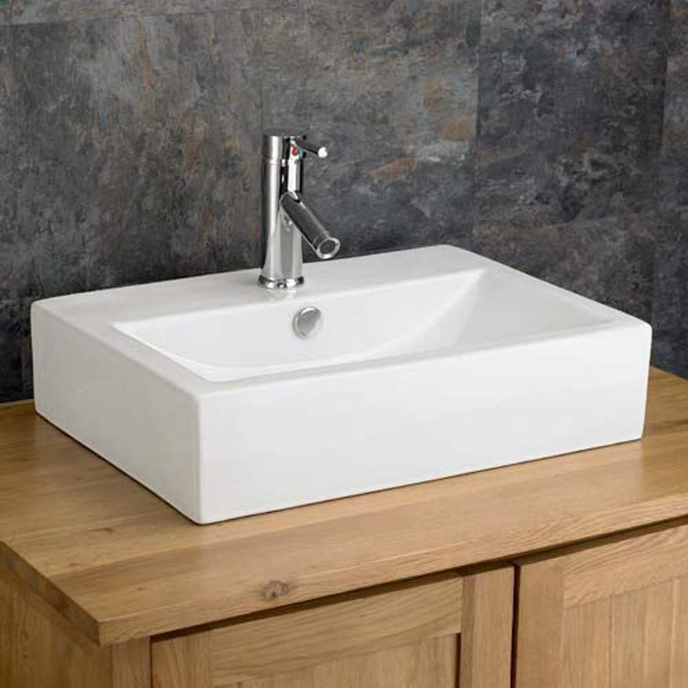 Clickbasin White Lamezia 550Mm X 410Mm Ceramic Large Rectangular Bathroom Basin