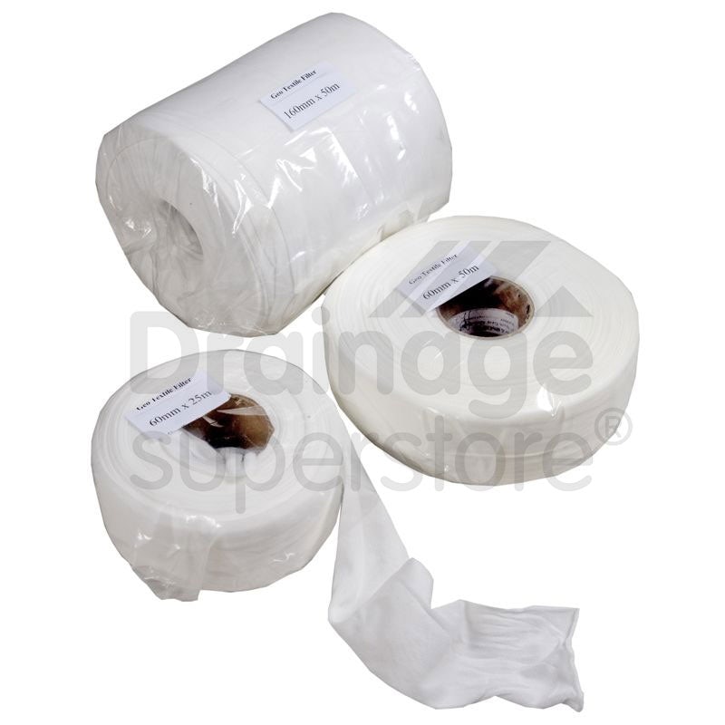 Land Drain Pipe Filter Sock Geotextile 50mm - 50m