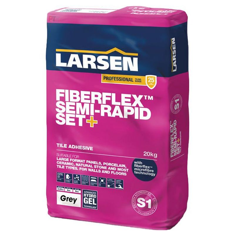 Larsen FiberFlex SemiRapid Set Grey Floor & Wall Tile Adhesive Tile