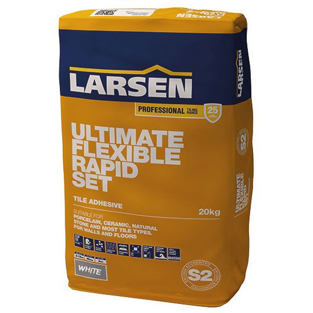 Larsen Rapid Set Ultimate Flexible White Floor & Wall Tile Adhesive S2 Grade Tile Superstore®