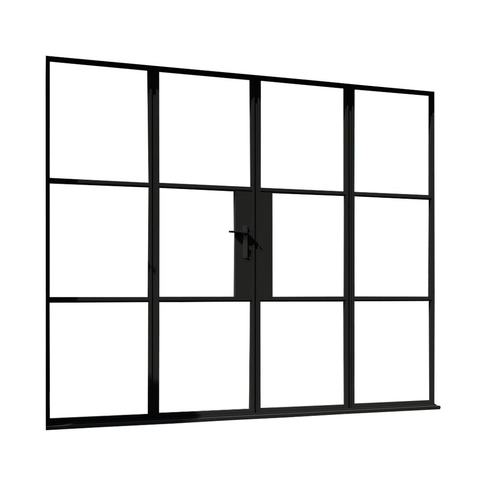 Heritage Black Aluminium Double Glazed French Doors With 2 Side Panels - 2090mm x 2090mm