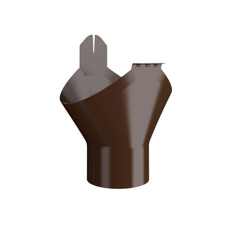 Lindab Coffee Brown 125Mm-100Mm Half Round Steel Gutter Outlet - Galvanised Steel