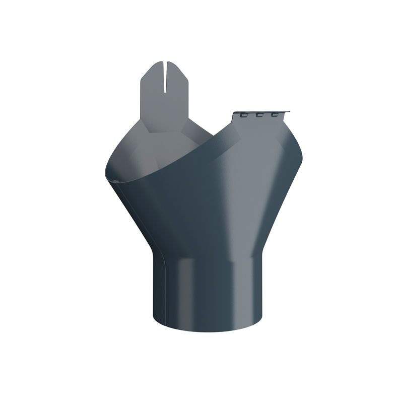 Lindab Dark Grey 125Mm-87Mm Half Round Steel Gutter Outlet - Galvanised Steel