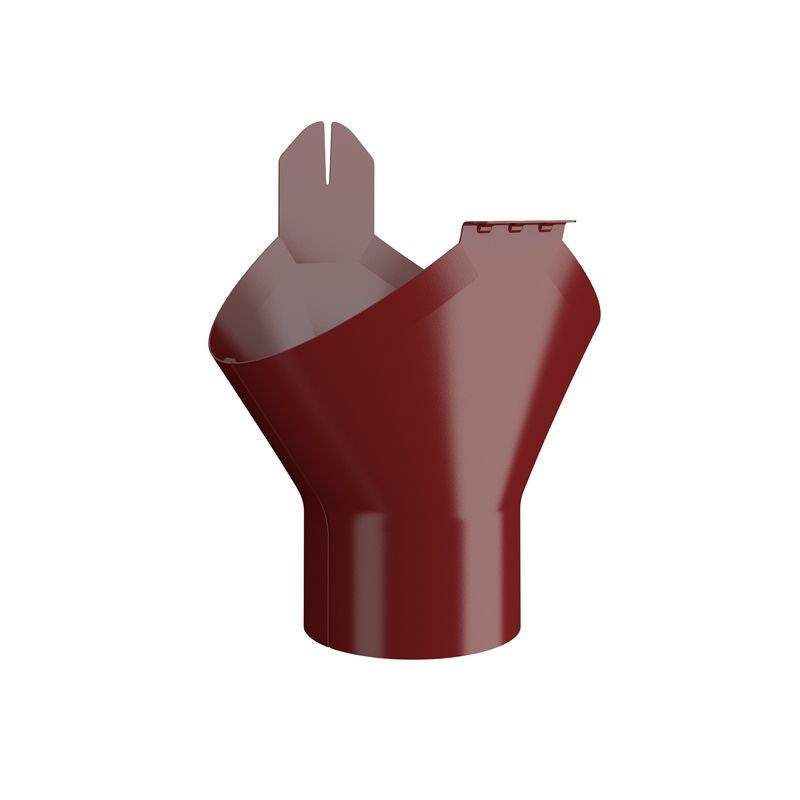 Lindab Dark Red 150Mm-120Mm Half Round Steel Gutter Outlet - Galvanised Steel