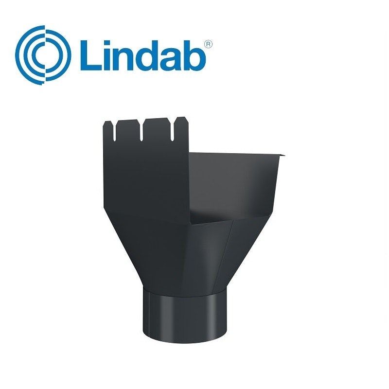 Product image for Lindab 140mm - 75mm Rectangular Gutter Outlet - Anthracite Grey