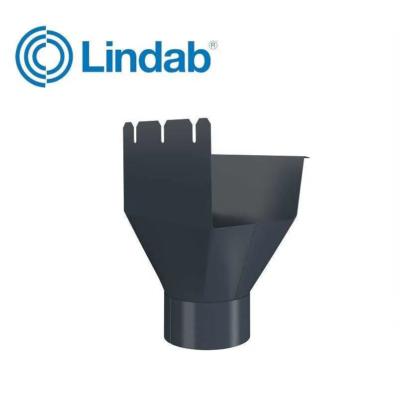 Lindab Raectangular Gutter Lindab 140mm-87mm Rectangular Gutter Outlet - Dark Grey | Roofing ...