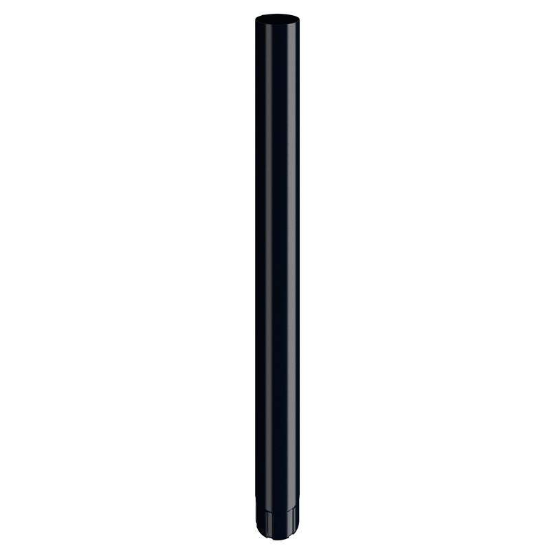 Lindab Black 75Mm Round Steel 1M Downpipe - Galvanised Steel