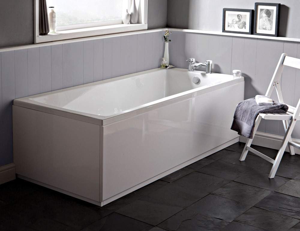 Nuie White Linton 1700Mm X 750Mm Square Single-Ended Bath Acrylic