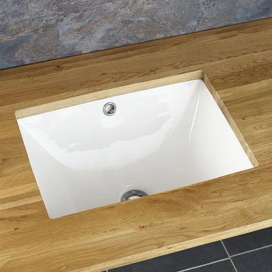 Lisbon 510mm x 385mm White Ceramic Deep Rectangular Basin | Drainage ...