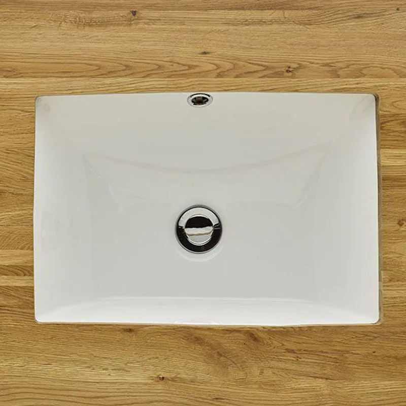 Lisbon 510mm x 385mm White Ceramic Deep Rectangular Basin | Drainage ...