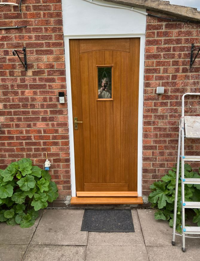 LPD Cottage 1 Panel Cottage Unfinished Natural Hardwood 1 Light Decorative Glass External Front Door (M&T)