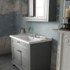 Hudson Reed Old London Storm Grey Free Standing Single Drawer/2-Door Cabinet & 3 Tap Basin