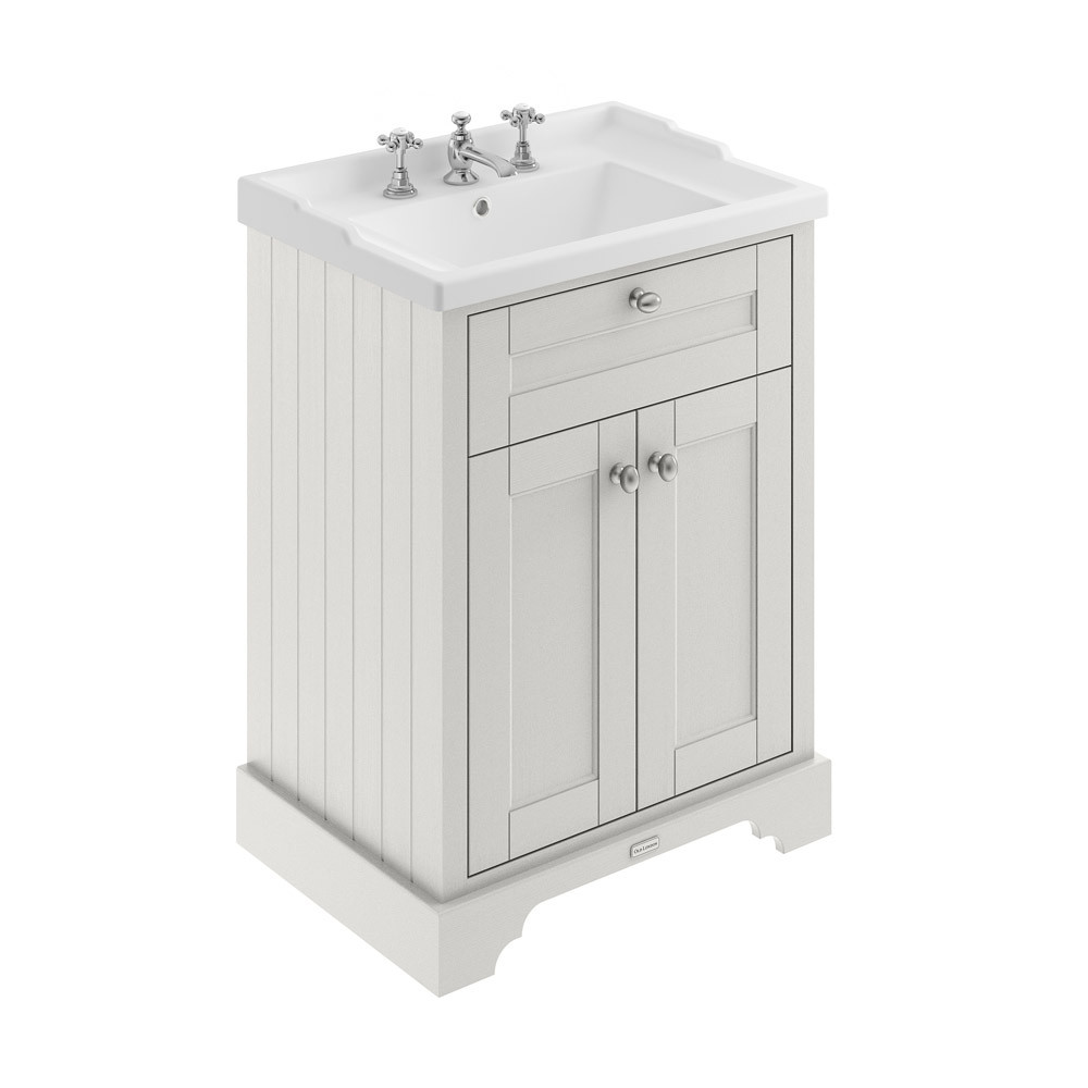 Hudson Reed Old London Timeless Sand Free Standing Single Drawer/2-Door Cabinet & 3 Tap Basin