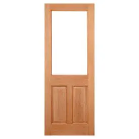 LPD 2XG Hardwood 2 Panel Unfinished Clear Glass External Door