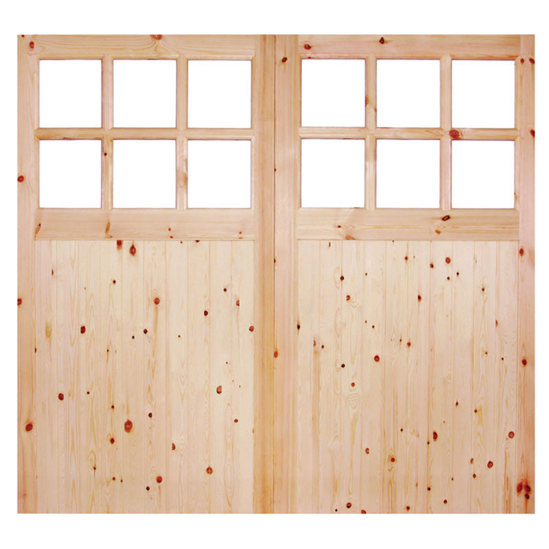 LPD 6 Panel Ledged and Braced Unfinished Redwood with Obscure Glazing External Single Garage Door