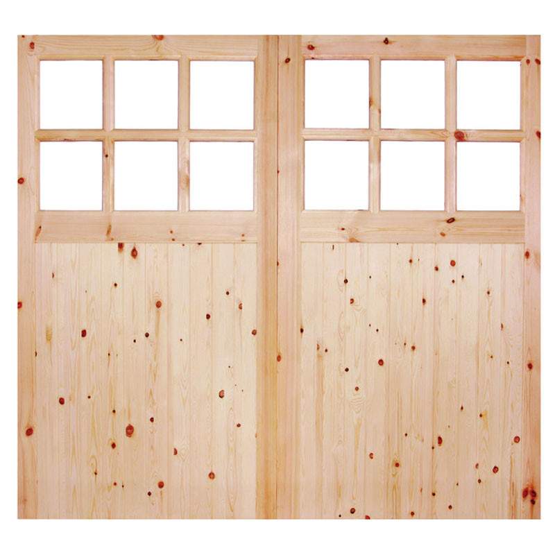 LPD 6 Panel Ledged and Braced Unfinished Redwood with Obscure Glazing External Single Garage Door - 2135mm x 2135mm (84 inch x 84 inch) Natural LPD
