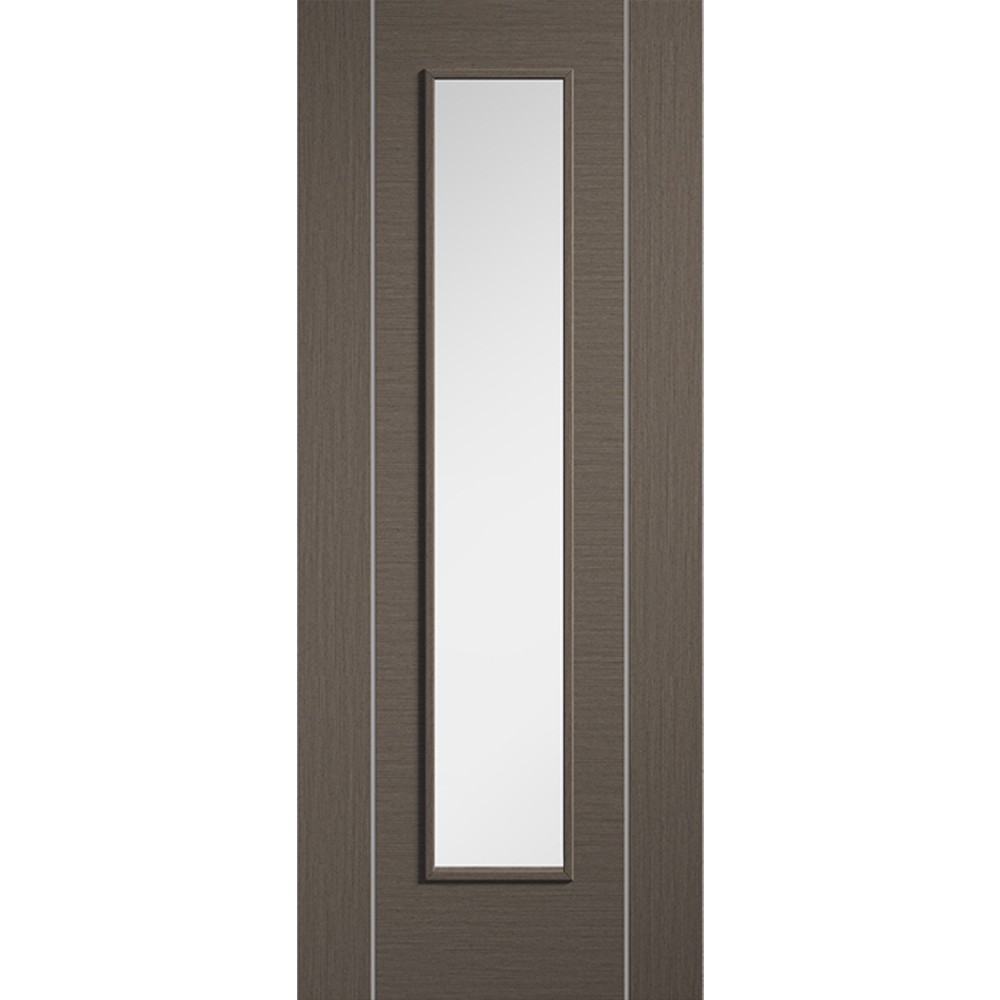 LPD Alcaraz Fully Finished Chocolate Grey Clear Glass Internal Door