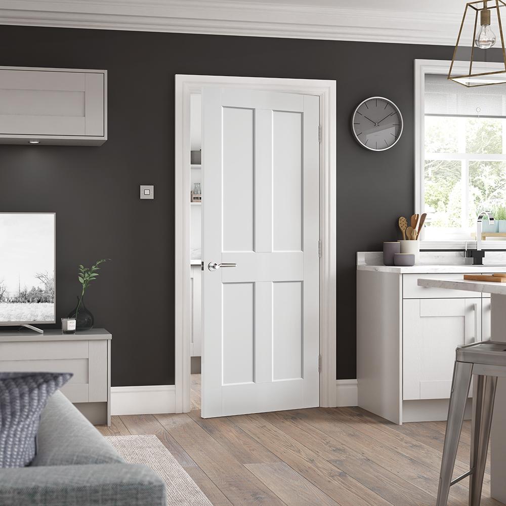 LPD Ashford 4 Panel Smooth White Primed Internal FD30 Fire Door