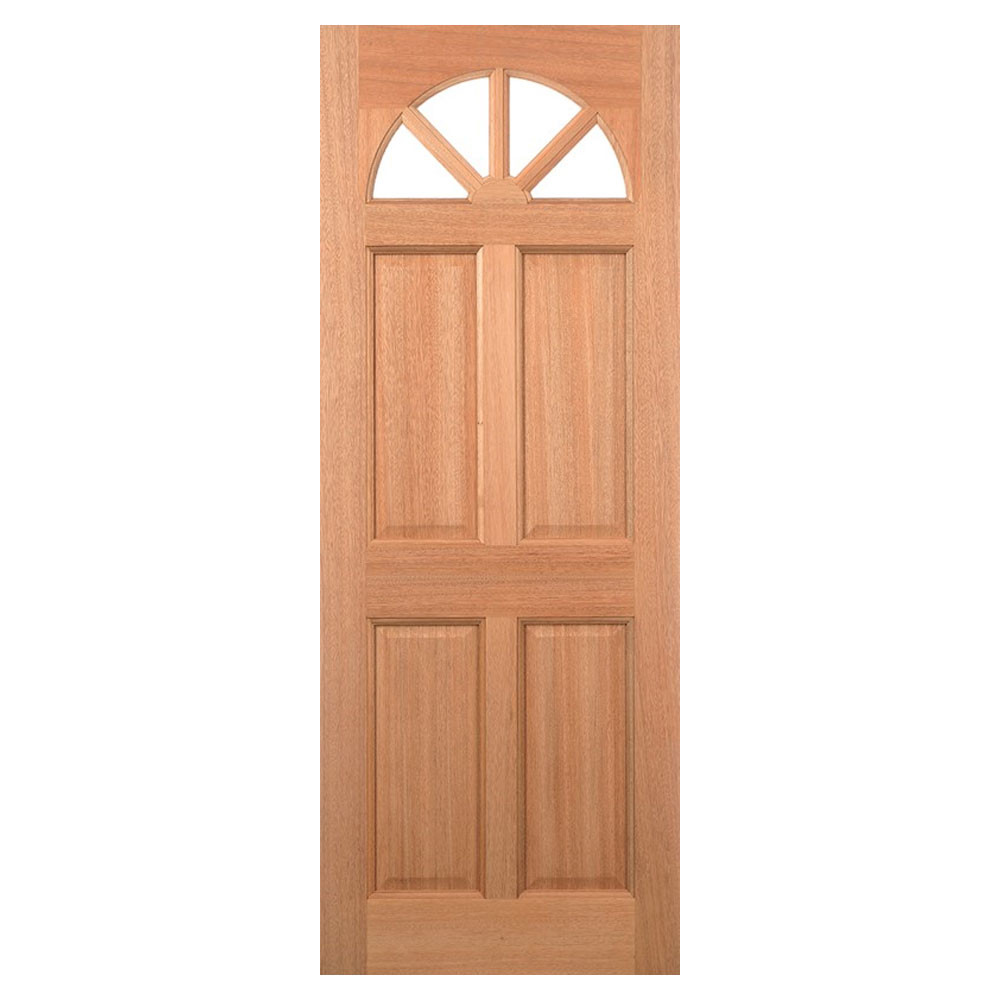 LPD Carolina Hardwood 4 Panel Unfinished Clear Glass External Front Door (M&T)