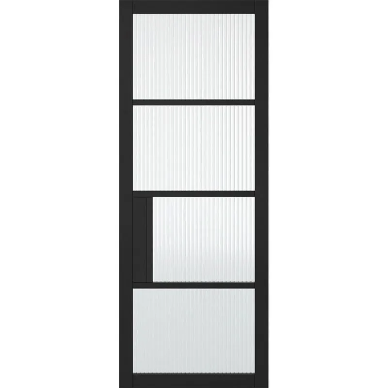 4 Reeded Glass LPD Chelsea Fully Finished Black 4 Light Reeded Glass Internal Door ...