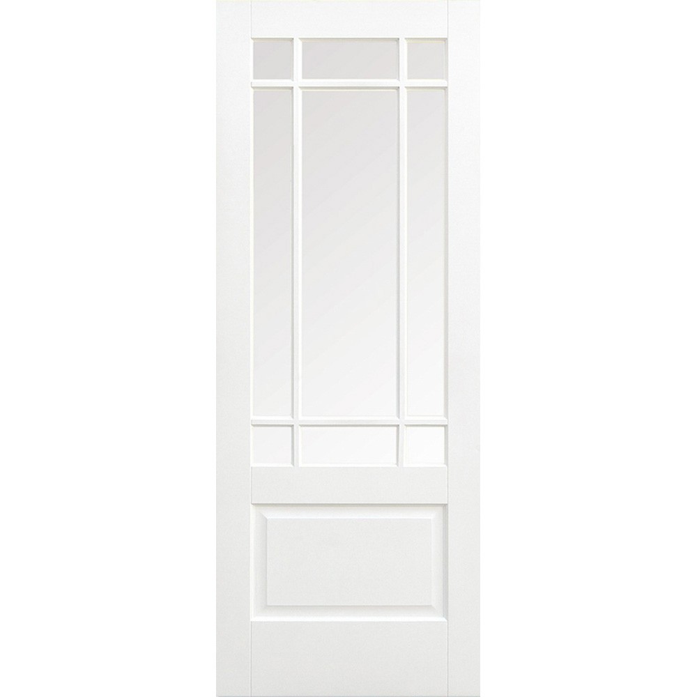 LPD Downham White Primed Clear Bevelled Glass Internal Door - 1981mm x ...