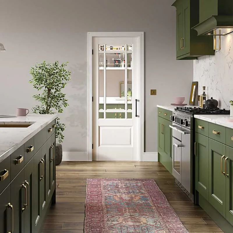 LPD Downham White Primed Clear Bevelled Glass Internal Door - 1981mm x ...