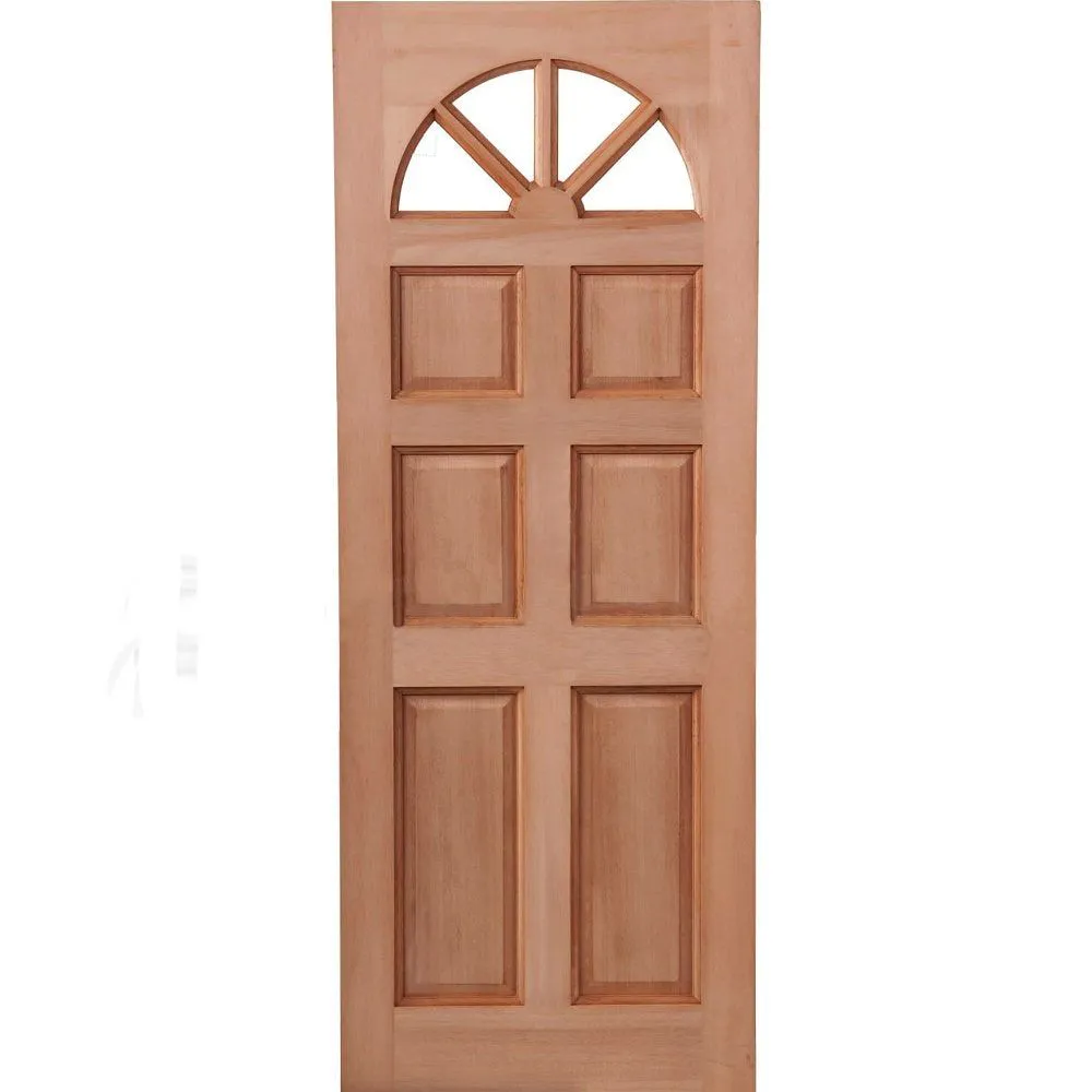 LPD External Hardwood CAROLINA 6 Panel Fanlight Unglazed Door D&G (30&quot; x 78&quot;)
