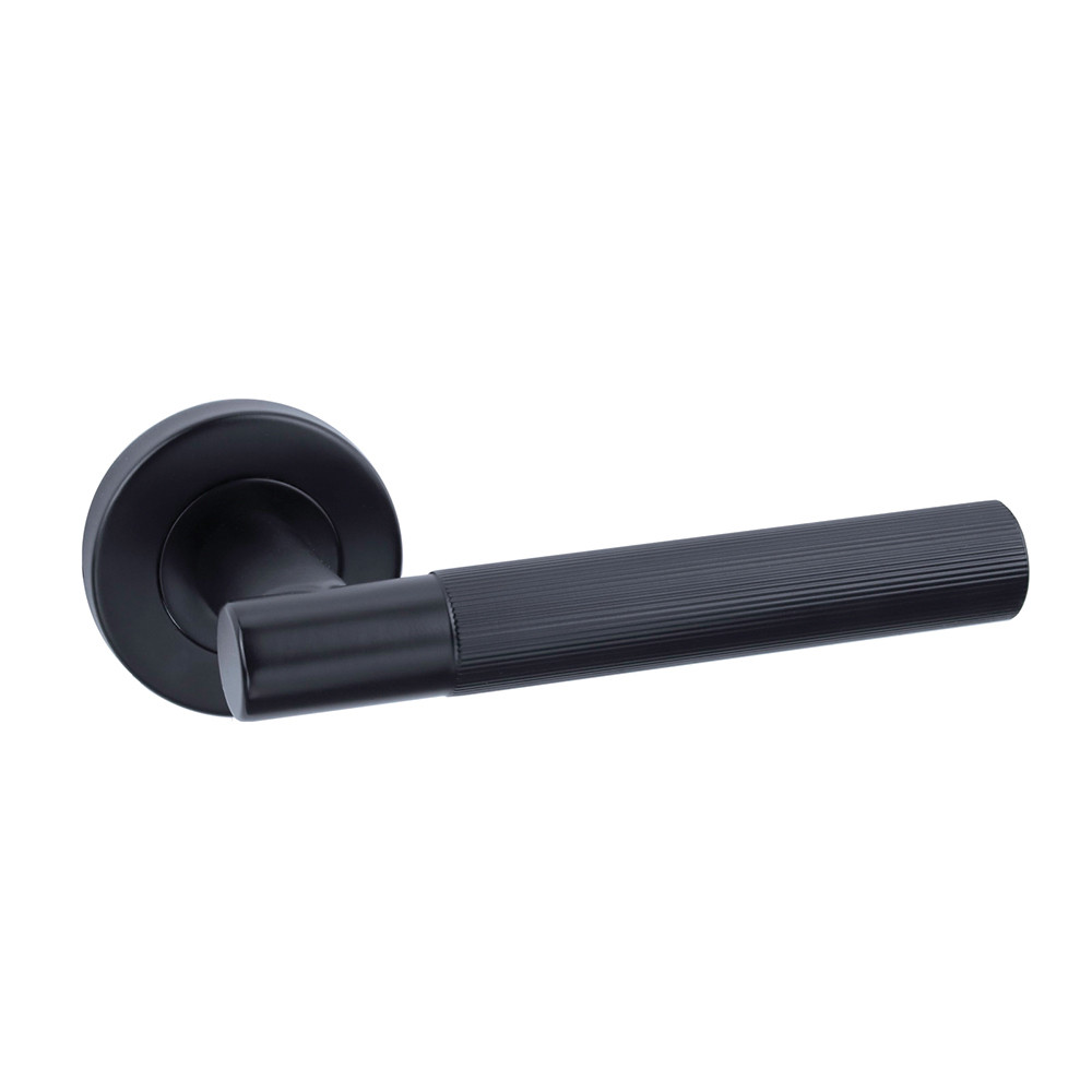 LPD Geneva Urban Industrial Knurled Door Handle Hardware Pack  - Matte Black