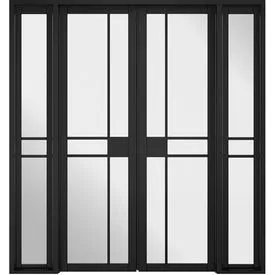 LPD Greenwich W6 Black Fully Finished Light Clear Glass Internal Door Pair - 2031mm x 1904mm (80 inch x 75 inch)