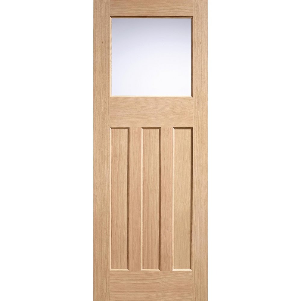 LPD DX 1930s Edwardian Unfinished Oak Frosted Glass Internal Door