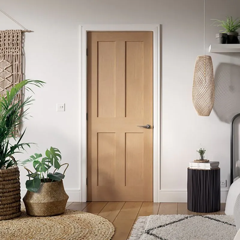 LPD London 4 Panel Fully Finished Oak Internal Door | Door Superstore®
