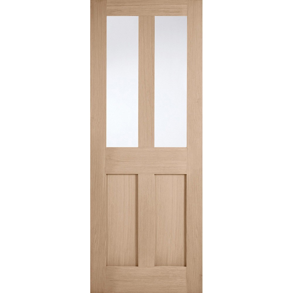 LPD London Fully Finished Oak 2 Light Clear Glass Internal Door
