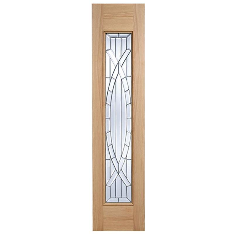 LPD Majestic 1 Panel Victorian Unfinished Oak with Bevelled Double Glazing External Sidelight - 1981mm x 457mm (78 inch x 18 inch)