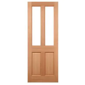 LPD Malton Hardwood Unfinished 2 Light Clear Glass External Front Door
