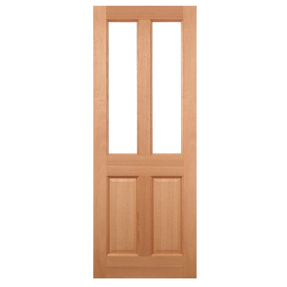 LPD Malton Hardwood Unfinished 2 Light Frosted Glass External Front Door
