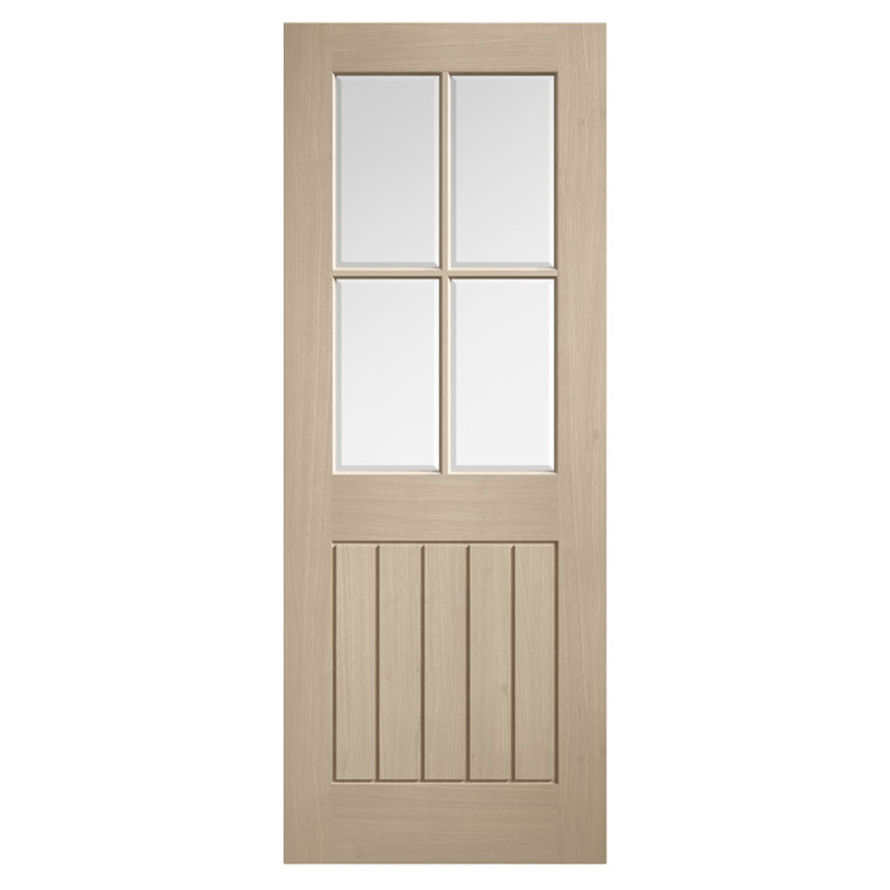 LPD Mexicano Cottage Fully Finished Blonde Oak 4 Light Clear Bevelled Glass Internal Door
