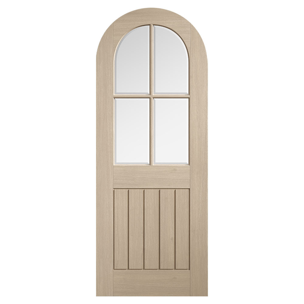 LPD Mexicano Cottage Fully Finished Blonde Oak Clear Bevelled Glass Curved Top Internal Door