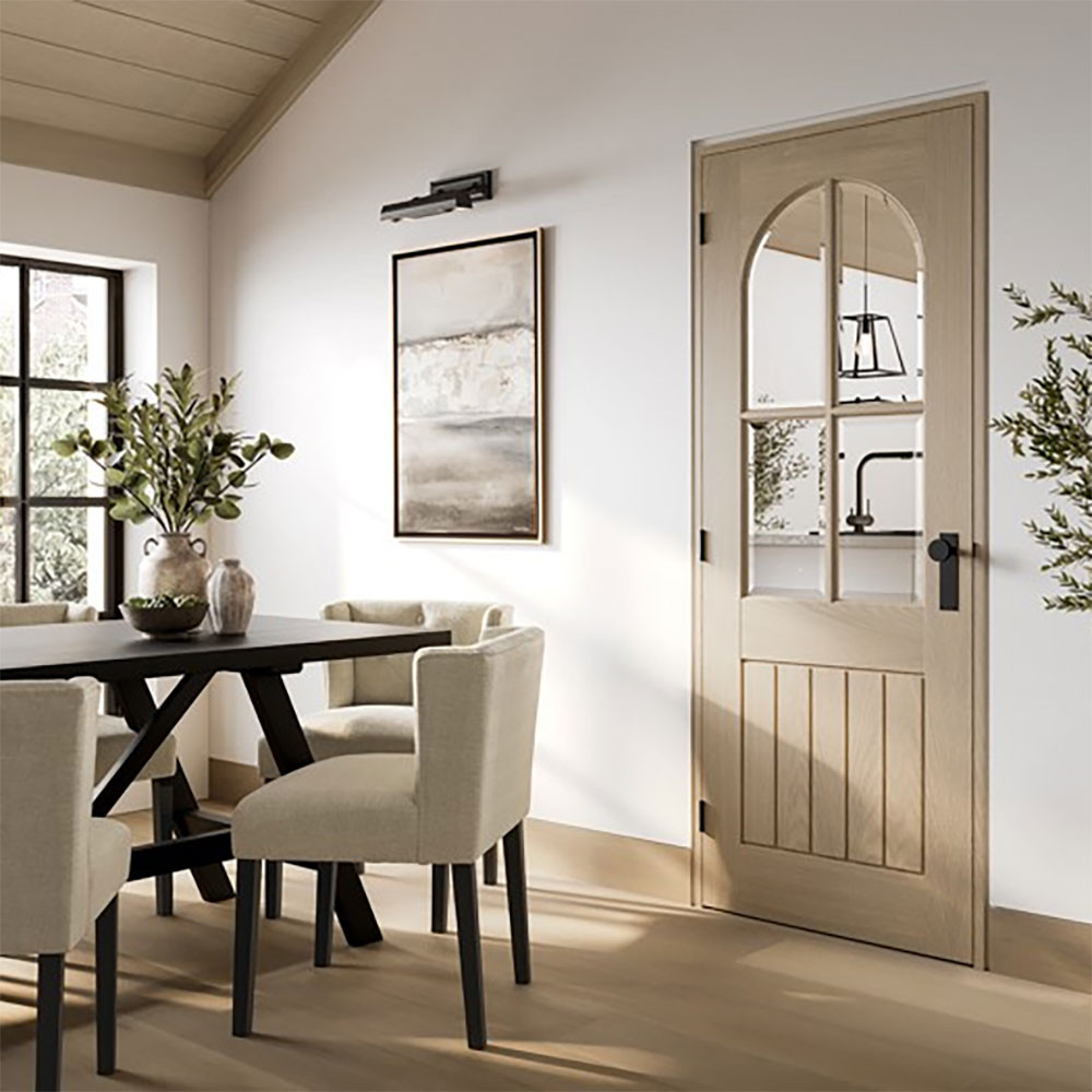 LPD Mexicano Cottage Fully Finished Blonde Oak Clear Bevelled Glass Internal Door Secondary