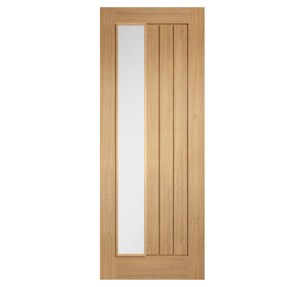 LPD Mexicano Fully Finished Offset with Clear Glass Oak Internal Door